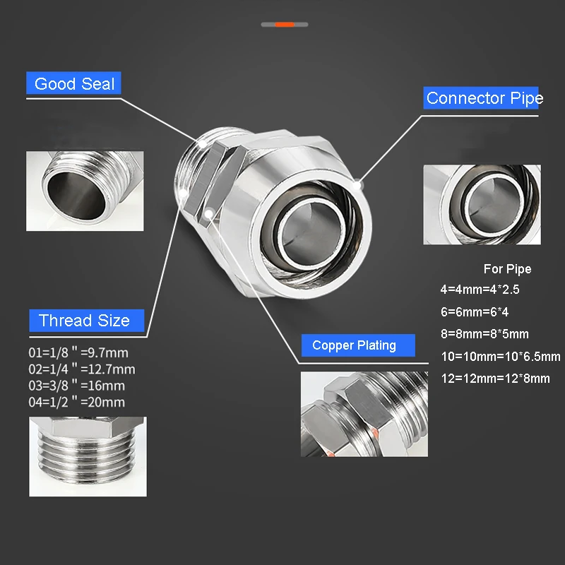 Copper Pneumatic Fittings Air  - огляд і ціна Compression Fitting Brass